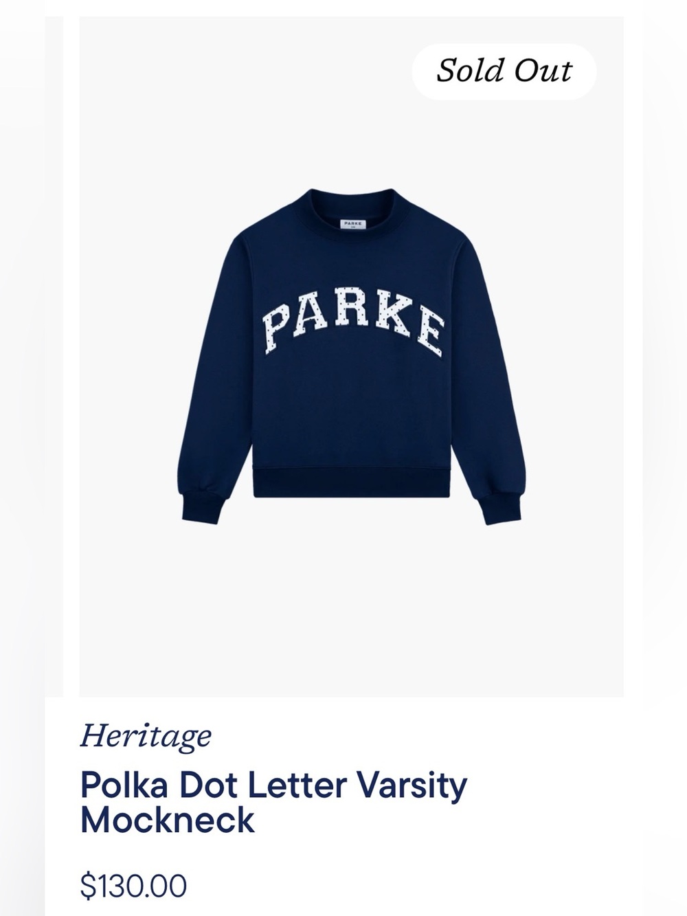 Denim polkadot letter varsity mockneck s/m